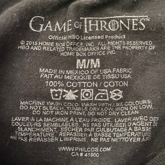 HBO Game of Thrones Ned Stark Quote Dire Wolf Sword Black Gray Tee Shirt Medium - Picture 4 of 15